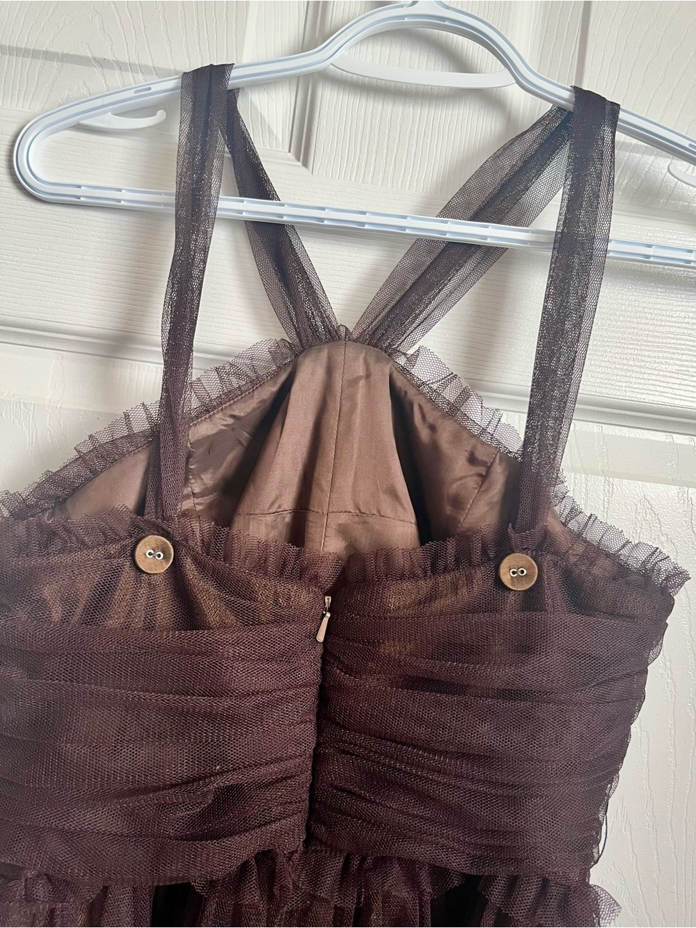 Vintage Vera Wang Maids Dress 10 Medium Whimsigoth Brown Tulle Mini Cocktail - Picture 4 of 10